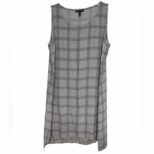 Eileen Fisher Ash Plaid Silk Scope Neck Tunic Size S